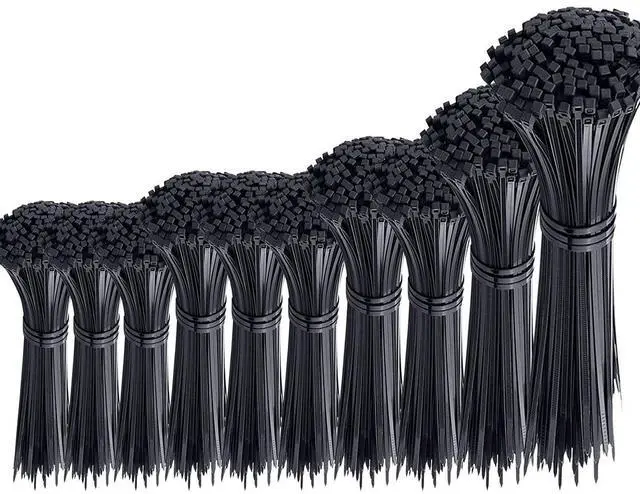 Main image of 1000 Pcs Black Cable Zip Ties Assorted Sizes 4/6/8/10/12 Inch Heavy Duty Plastic Tie Wraps Mixed Pack Self Locking Nylon Wire Ties
