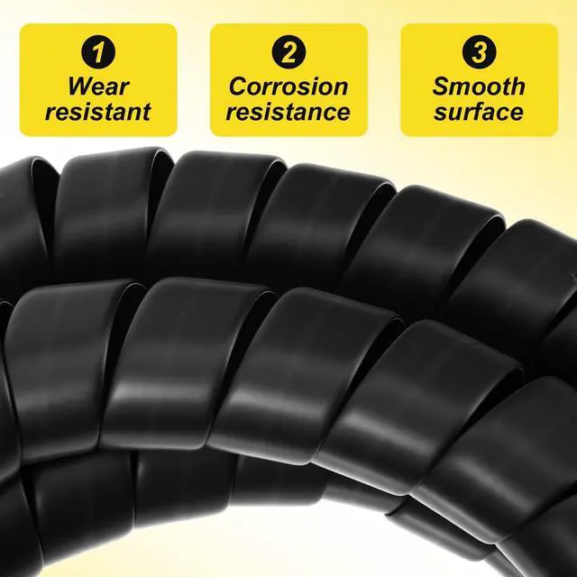 Alt view image 5 of 7 - 1 Pack Black Hydraulic Hose Protector - 12 Ft 1.6" OD Spiral Hydraulic Hose Wrap Cable Wrap Spiral for Wire Organizer, Heavy Duty PP Cord Sleeve