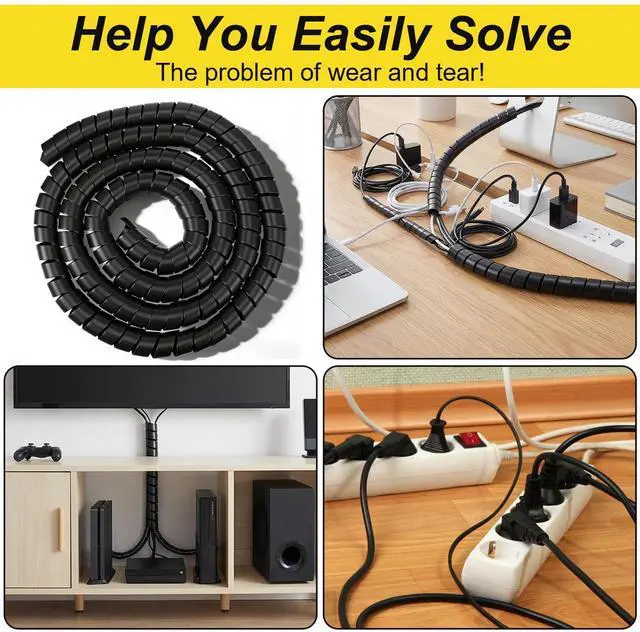 Alt view image 6 of 7 - 1 Pack Black Hydraulic Hose Protector - 12 Ft 1.6" OD Spiral Hydraulic Hose Wrap Cable Wrap Spiral for Wire Organizer, Heavy Duty PP Cord Sleeve