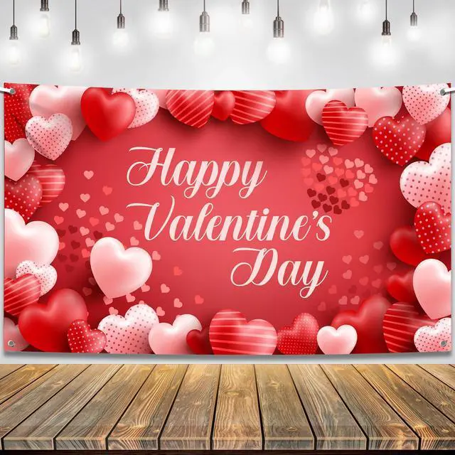 Main image of Happy Valentines Day Banner 72x44 Inch | Happy Valentines Day Backdrop for Photography, Valentines Day Decorations Backdrop