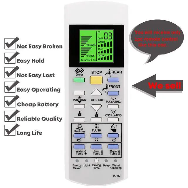 Alt view image 3 of 7 - Replacement Remote Control for TOTO Washlet Toilets and Bidets THU6209 MS989 MS988 SN8551M MS8551CUMFG 500H 550H N550H THU9798 SN982M MS982CUMG MS952CUMG TCF9786JA SN952M MS952CUMG