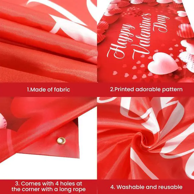 Alt view image 3 of 6 - Happy Valentines Day Banner 72x44 Inch | Happy Valentines Day Backdrop for Photography, Valentines Day Decorations Backdrop