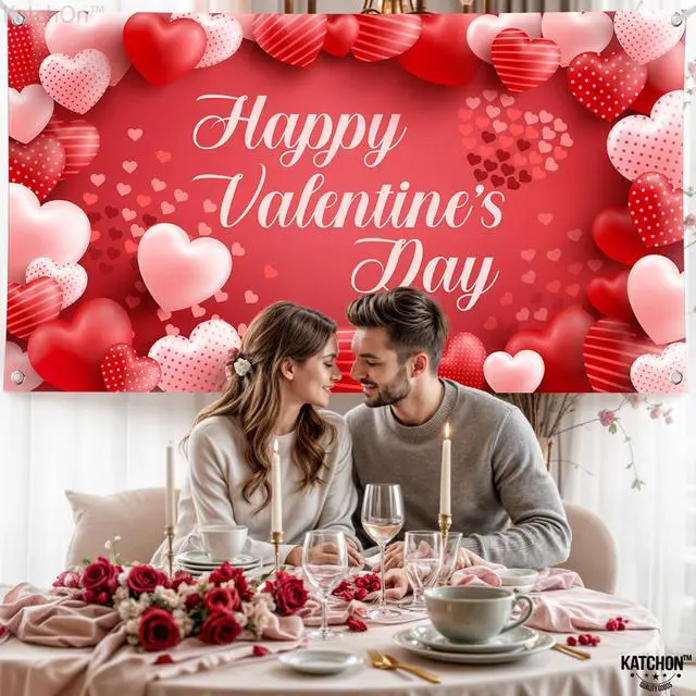 Alt view image 5 of 6 - Happy Valentines Day Banner 72x44 Inch | Happy Valentines Day Backdrop for Photography, Valentines Day Decorations Backdrop