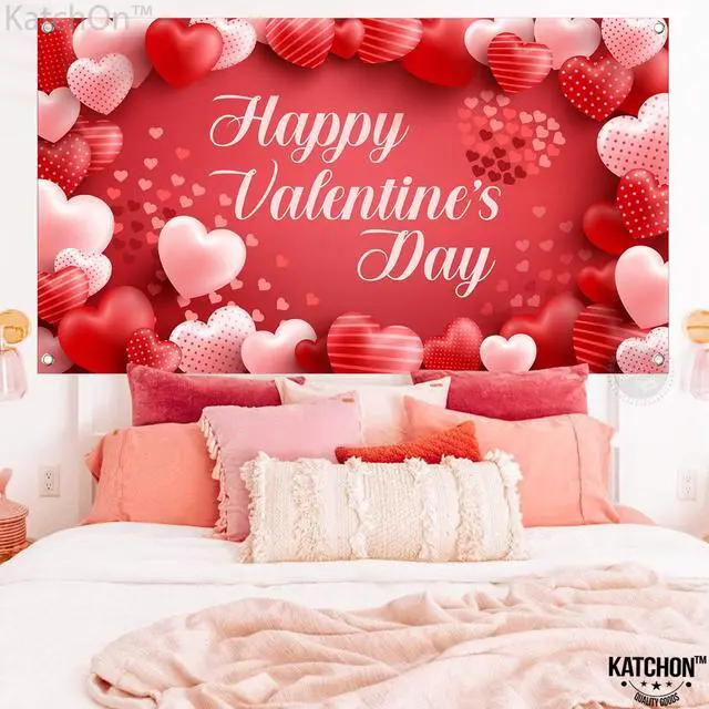 Alt view image 4 of 6 - Happy Valentines Day Banner 72x44 Inch | Happy Valentines Day Backdrop for Photography, Valentines Day Decorations Backdrop