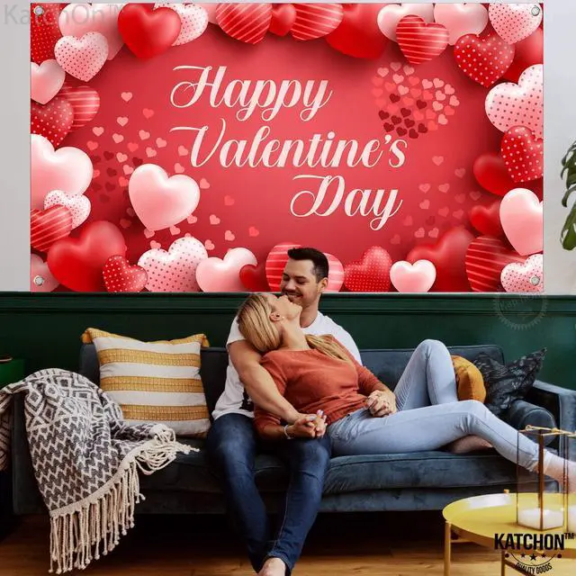 Alt view image 6 of 6 - Happy Valentines Day Banner 72x44 Inch | Happy Valentines Day Backdrop for Photography, Valentines Day Decorations Backdrop