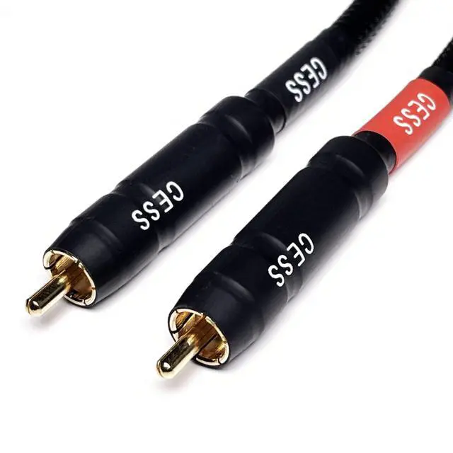Alt view image 2 of 5 - Braided RCA Male to Male Stereo Cable, 1 ft, 2-Pack