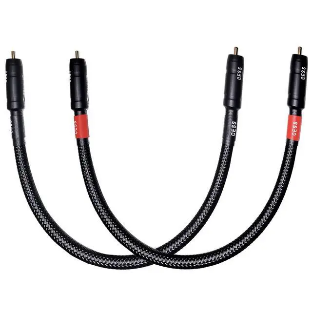 Alt view image 4 of 5 - Braided RCA Male to Male Stereo Cable, 1 ft, 2-Pack