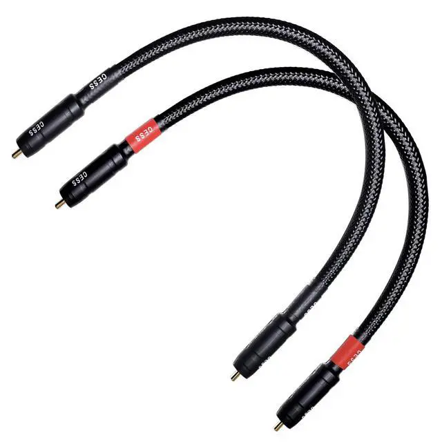 Alt view image 5 of 5 - Braided RCA Male to Male Stereo Cable, 1 ft, 2-Pack