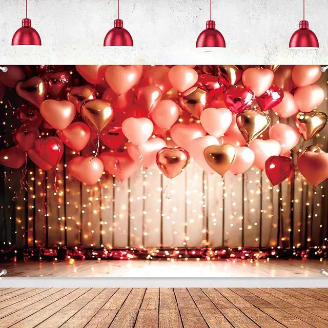 Alt view image 2 of 7 - 8x6ft Valentine Day Photo Backdrop Happy Valentines Day Photography Background Red Love Heart Balloons Wall Banner Bridal Shower Engagement Wedding Party Decoratins Supplies