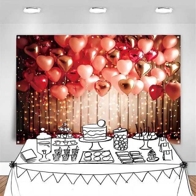 Alt view image 5 of 7 - 8x6ft Valentine Day Photo Backdrop Happy Valentines Day Photography Background Red Love Heart Balloons Wall Banner Bridal Shower Engagement Wedding Party Decoratins Supplies