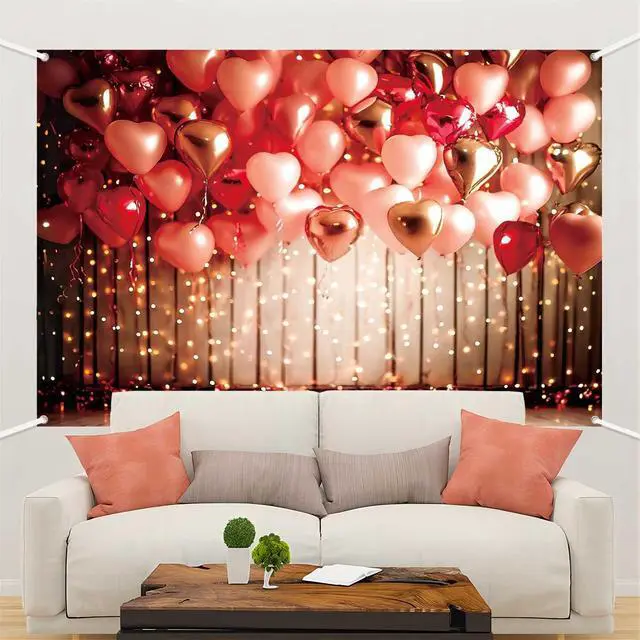 Alt view image 4 of 7 - 8x6ft Valentine Day Photo Backdrop Happy Valentines Day Photography Background Red Love Heart Balloons Wall Banner Bridal Shower Engagement Wedding Party Decoratins Supplies