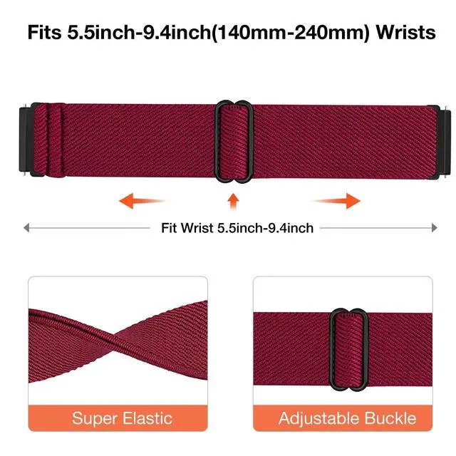 Alt view image 2 of 6 - 4 Pack Elastic Bands Compatible With Fitbit Versa & Versa 2 Wristbands - Soft Loop Nylon Adjustable Stretchy Replacement Straps for Women & Men