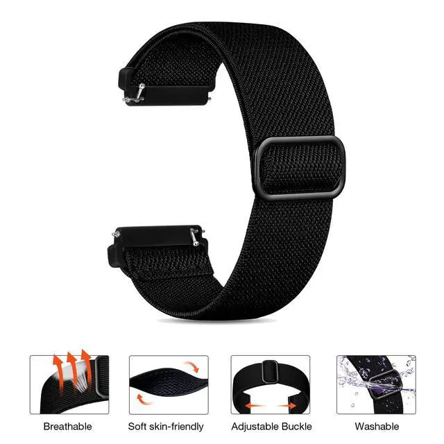Alt view image 3 of 6 - 4 Pack Elastic Bands Compatible With Fitbit Versa & Versa 2 Wristbands - Soft Loop Nylon Adjustable Stretchy Replacement Straps for Women & Men