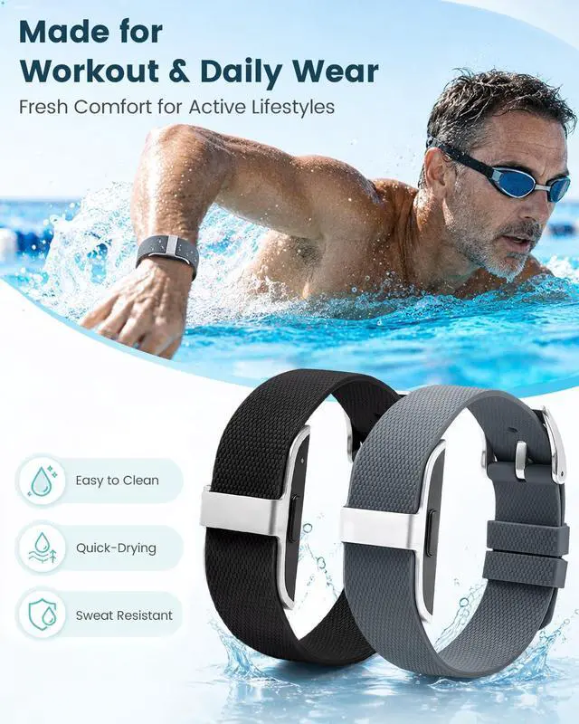Alt view image 3 of 7 - 2 Pack Silicone Bands for Hume Band Replacement Strap for Hume Band 1.0 | Waterproof Adjustable Soft Sport Wristband, Soft & Skin-friendly, Secure fit T-clasp Buckle, Active Lifestyle Ready Men Women
