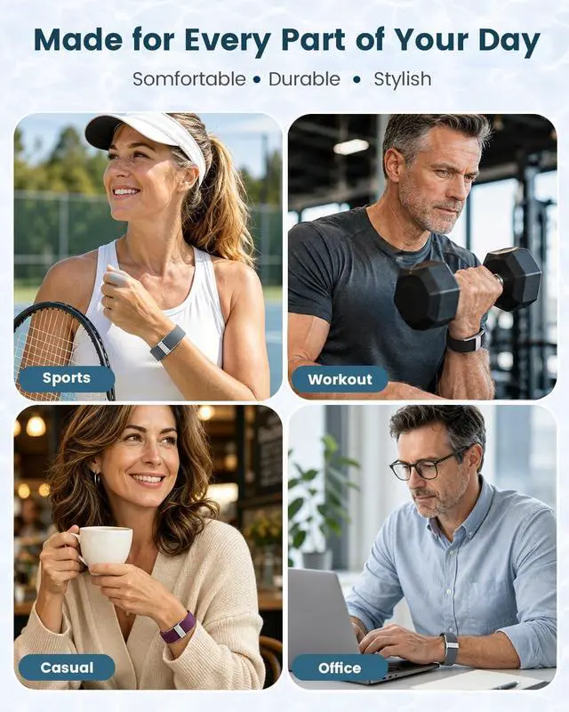Alt view image 6 of 7 - 2 Pack Silicone Bands for Hume Band Replacement Strap for Hume Band 1.0 | Waterproof Adjustable Soft Sport Wristband, Soft & Skin-friendly, Secure fit T-clasp Buckle, Active Lifestyle Ready Men Women