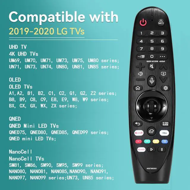 Alt view image 4 of 7 - Replacement for LG Magic Voice Remote Control for 2017-2022 Smart TV, MR22GA MR21GA MR20GA MR19BA AKB75855501 Magic Remote with Voice and Pointer Function
