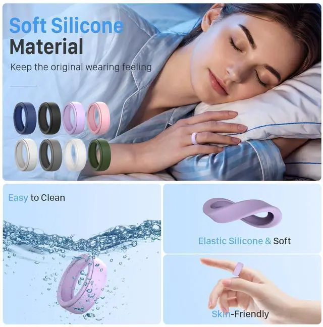 Alt view image 4 of 6 - 8 Pack Ring Cover for Oura Ring 4 Ceramic/Gen 4/ Gen 3, Anti-Scratch Elastic Silicone Rings Protector,Protector Working Out Accessories for Women Men,S for 6/7/8/9/10