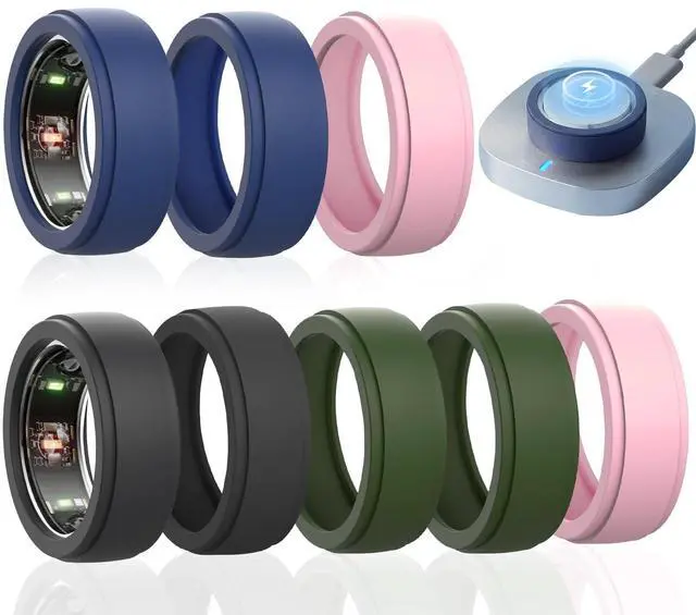 Main image of 8 Pack Ring Cover for Oura Ring 4 Ceramic/Gen 4/ Gen 3, Anti-Scratch Elastic Silicone Rings Protector,Protector Working Out Accessories for Women Men,S for 6/7/8/9/10