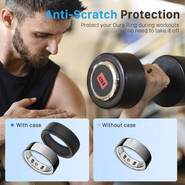Alt view image 5 of 6 - 8 Pack Ring Cover for Oura Ring 4 Ceramic/Gen 4/ Gen 3, Anti-Scratch Elastic Silicone Rings Protector,Protector Working Out Accessories for Women Men,S for 6/7/8/9/10