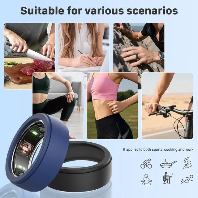 Alt view image 6 of 6 - 8 Pack Ring Cover for Oura Ring 4 Ceramic/Gen 4/ Gen 3, Anti-Scratch Elastic Silicone Rings Protector,Protector Working Out Accessories for Women Men,S for 6/7/8/9/10