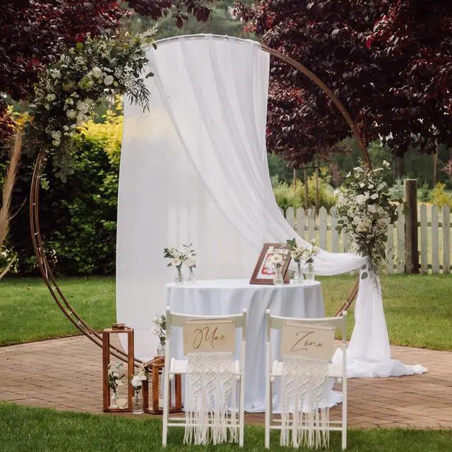 Alt view image 6 of 6 - Wedding Arch Draping Fabric: White Sheer Chiffon Arch Fabric 2 Panels 6 Yards Sheer Photo Backdrop for Summer Wedding Reception Engagement Party Ceremony Church Decorations