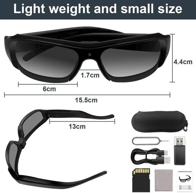 Alt view image 6 of 7 - Glasses Camera HD 1080p Video Cameras UV400 Lenses for Outdoor Activities