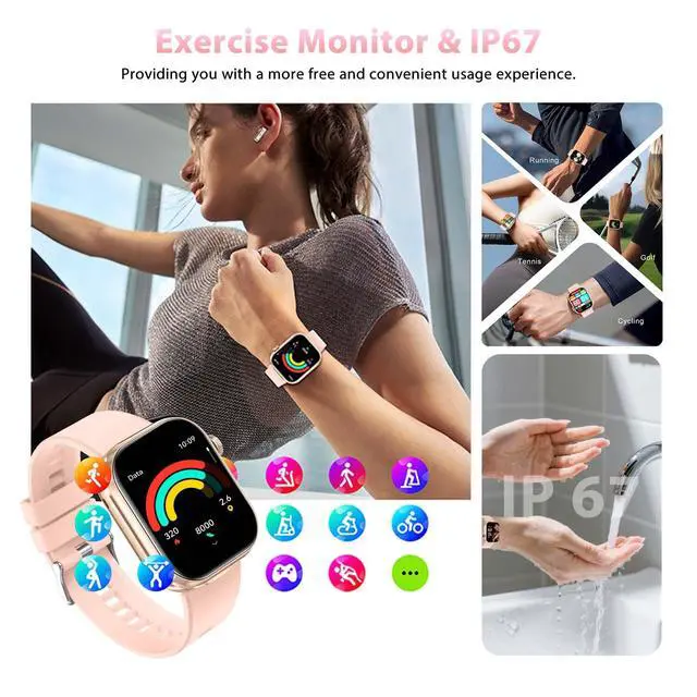Alt view image 4 of 6 - Smart Watches for Women with Earbuds Inside (Answer/Make Call) with 2.02" | Fitness Tracker with Exercise Monitor, Ultra-Long Standby Waterproof with Sleep Record Compatible with iPhone Android