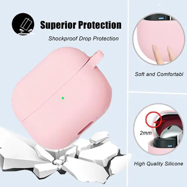 Alt view image 3 of 7 - Protective Case for Samsung Galaxy Buds 3 & Galaxy Buds 3 Pro,Cute Cherry Charm Keychain,Pink Print Soft Silicone Skin Protective Case Daisy for Galaxy Buds3 Pro Earbuds for Women Men Pink