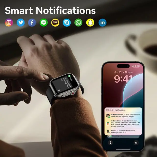 Alt view image 3 of 7 - Smart Watch for Men - 1000 mAh Battery 1.85" HD Fitness Tracker with Heart Rate Sleep Monitor Fitness Watch with 120+ Sport Modes with IP68 Waterproof with Smartwatch for iOS Android