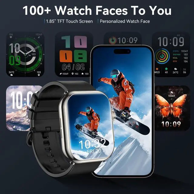 Alt view image 6 of 7 - Smart Watch for Men - 1000 mAh Battery 1.85" HD Fitness Tracker with Heart Rate Sleep Monitor Fitness Watch with 120+ Sport Modes with IP68 Waterproof with Smartwatch for iOS Android