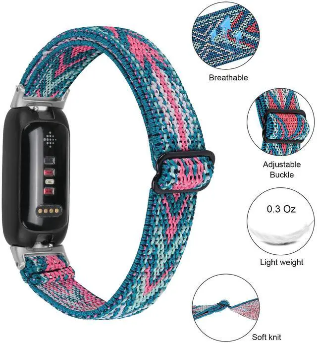 Alt view image 3 of 7 - 3PACKS Replacement Sport Bands Compatible with Fitbit Inspire 3 Band Nylon Elastic Quick Release Wristbands Breathable Straps Stretchy Loop Bracelet for Fitbit Inspire 3 Fitness Tracker Women Men
