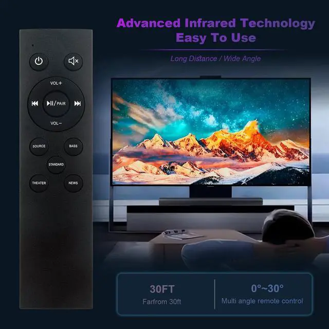Alt view image 6 of 7 - NS-HTSB22 Replacement Remote Control Compatible with Insignia Soundbar | NS-HTSB22 NS-SBAR21F20