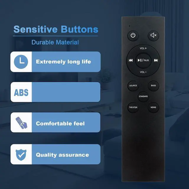 Alt view image 7 of 7 - NS-HTSB22 Replacement Remote Control Compatible with Insignia Soundbar | NS-HTSB22 NS-SBAR21F20