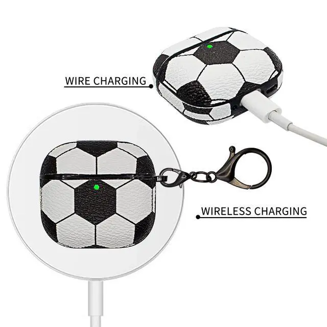 Alt view image 2 of 5 - for Airpods 4 Case Cover,Soccer Shockproof Case Cover for Earphone Airpods 4 with Keychain Front LED Visible