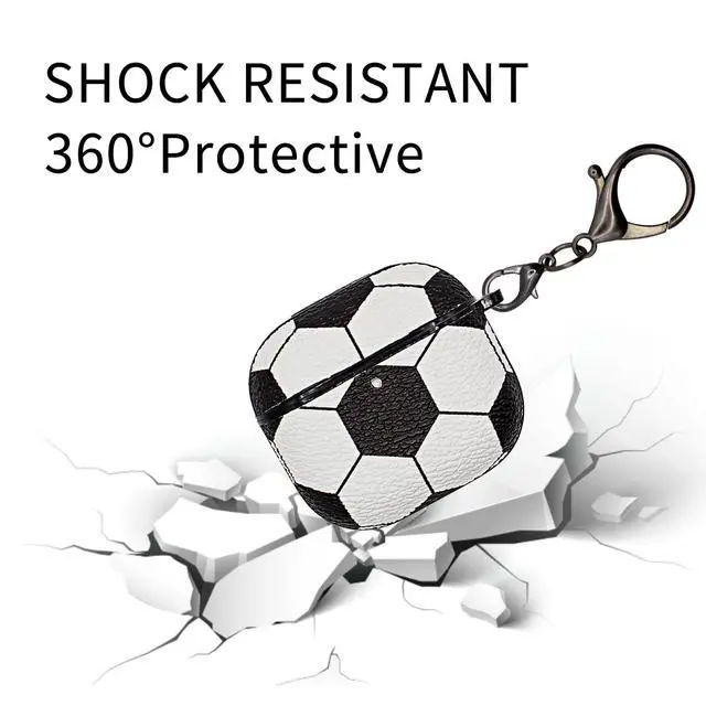 Alt view image 3 of 5 - for Airpods 4 Case Cover,Soccer Shockproof Case Cover for Earphone Airpods 4 with Keychain Front LED Visible