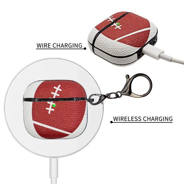 Alt view image 2 of 5 - for Airpods 4 Case Cover,Football Shockproof Case Cover for Earphone Airpods 4 with Keychain Front LED Visible