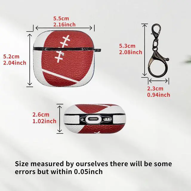 Alt view image 4 of 5 - for Airpods 4 Case Cover,Football Shockproof Case Cover for Earphone Airpods 4 with Keychain Front LED Visible
