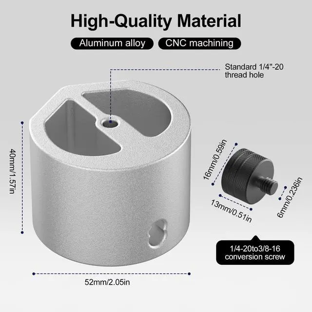 Alt view image 4 of 6 - Starlink Mini Tripod Adapter Fits 2026-2024 Mini Pipe Mount, CNC Aluminum | 1/4''-20 & 3/8"-16 Thread, Starlink Mini Accessories for Quick Release Plates, Tripods, Clamps,Ram and Ball Mounts,Silver