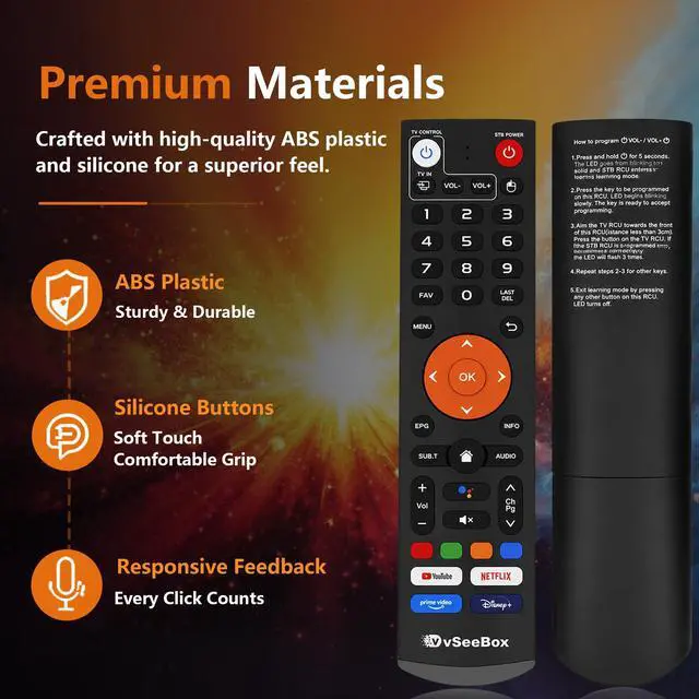 Alt view image 7 of 7 - V3 Plus Voice Remote Control Compatible with vSeeBox V3 Plus V3 Pro Smart Bluetooth Voice Remote Control, Replacement Learning Bluetooth Remote Control