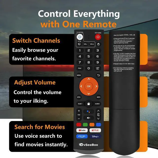 Alt view image 6 of 7 - V3 Plus Voice Remote Control Compatible with vSeeBox V3 Plus V3 Pro Smart Bluetooth Voice Remote Control, Replacement Learning Bluetooth Remote Control