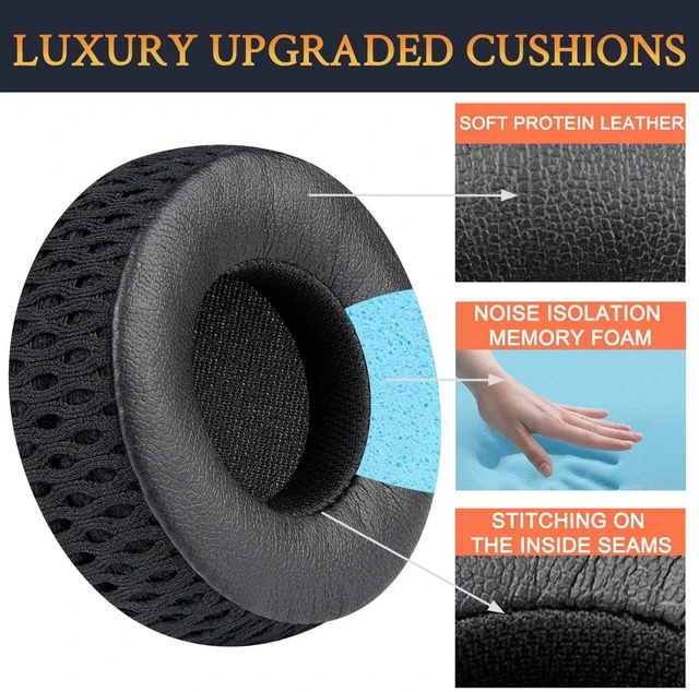 Alt view image 4 of 6 - Replacement Earpads for JBL Under Armour Sport Wireless Train On-Ear Headphones, Ear Pads Cushions with Soft Protein Leather and High-Density Memory Foam - Black