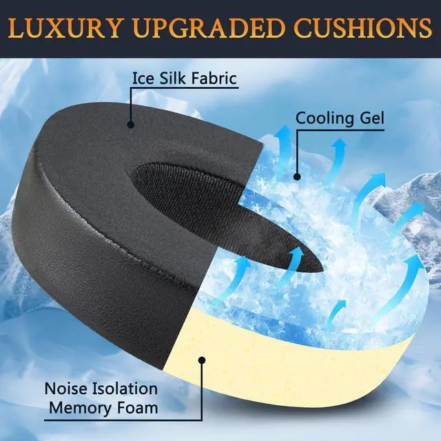 Alt view image 4 of 7 - Cooling Gel Earpads Replacement for Turtle Beach Elite Pro 2/Elite Atlas Pro Headsets, Ear Pads Cushions with Ice Silk Fabric, High-Density Foam - Black