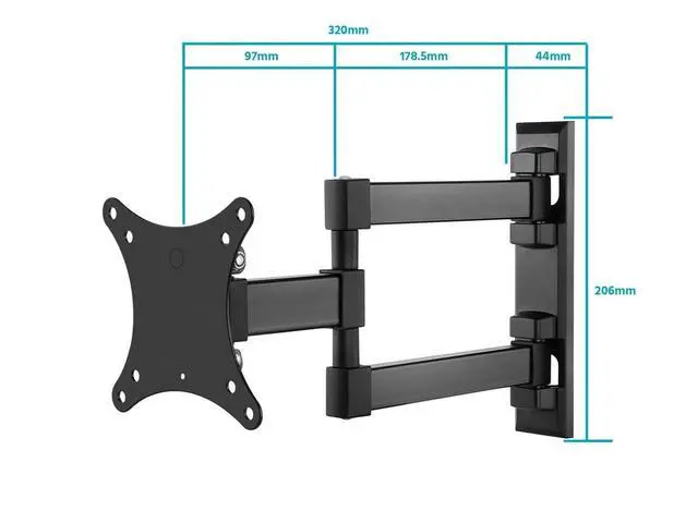 Alt view image 2 of 6 - Commercial Full Motion TV Wall Mount Bracket Extra Long Extension Range to 13" for 13" to 27" TVs up to 33lbs, Max VESA 100x100, UL Certified