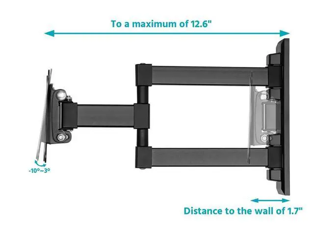Alt view image 4 of 6 - Commercial Full Motion TV Wall Mount Bracket Extra Long Extension Range to 13" for 13" to 27" TVs up to 33lbs, Max VESA 100x100, UL Certified