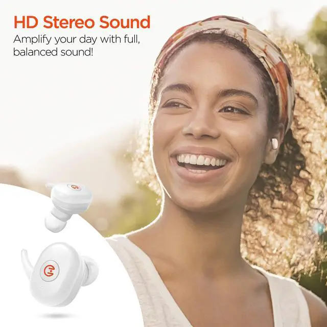 Alt view image 2 of 6 - Active True Wireless Bluetooth Earbuds Noise Cancelling Mic, HD Stereo Sound, Touch Control, Quick Pairing, IPX5 Waterproof, Charging Case Wireless Headphones for iPhone & Android, White
