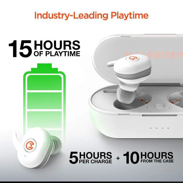 Alt view image 4 of 6 - Active True Wireless Bluetooth Earbuds Noise Cancelling Mic, HD Stereo Sound, Touch Control, Quick Pairing, IPX5 Waterproof, Charging Case Wireless Headphones for iPhone & Android, White