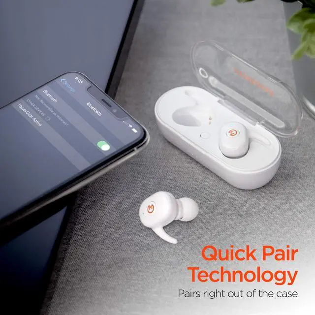 Alt view image 6 of 6 - Active True Wireless Bluetooth Earbuds Noise Cancelling Mic, HD Stereo Sound, Touch Control, Quick Pairing, IPX5 Waterproof, Charging Case Wireless Headphones for iPhone & Android, White