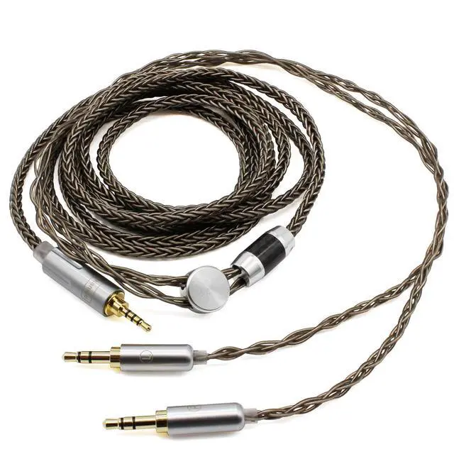 Alt view image 2 of 6 - 2.5mm 8 Core Braided Silver Plated Replacement Cable Compatible with Hifiman HE4XX, HE-400i Headphones 2.5mm to Dual 3.5mm Male, 8-Core Copper Silver Plated Cord