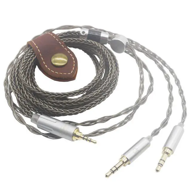 Alt view image 4 of 6 - 2.5mm 8 Core Braided Silver Plated Replacement Cable Compatible with Hifiman HE4XX, HE-400i Headphones 2.5mm to Dual 3.5mm Male, 8-Core Copper Silver Plated Cord
