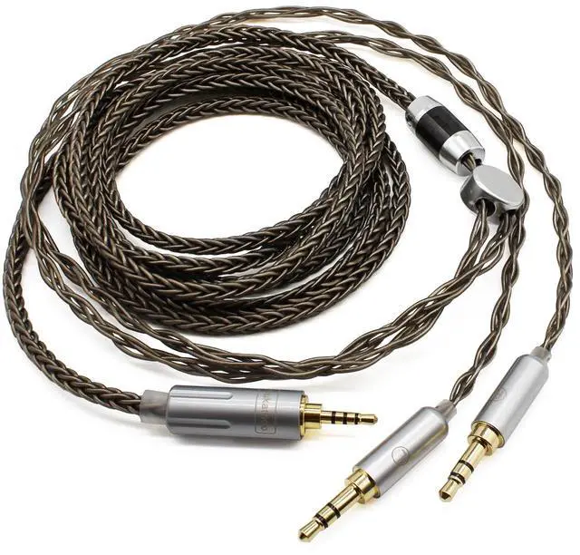 Main image of 2.5mm 8 Core Braided Silver Plated Replacement Cable Compatible with Hifiman HE4XX, HE-400i Headphones 2.5mm to Dual 3.5mm Male, 8-Core Copper Silver Plated Cord